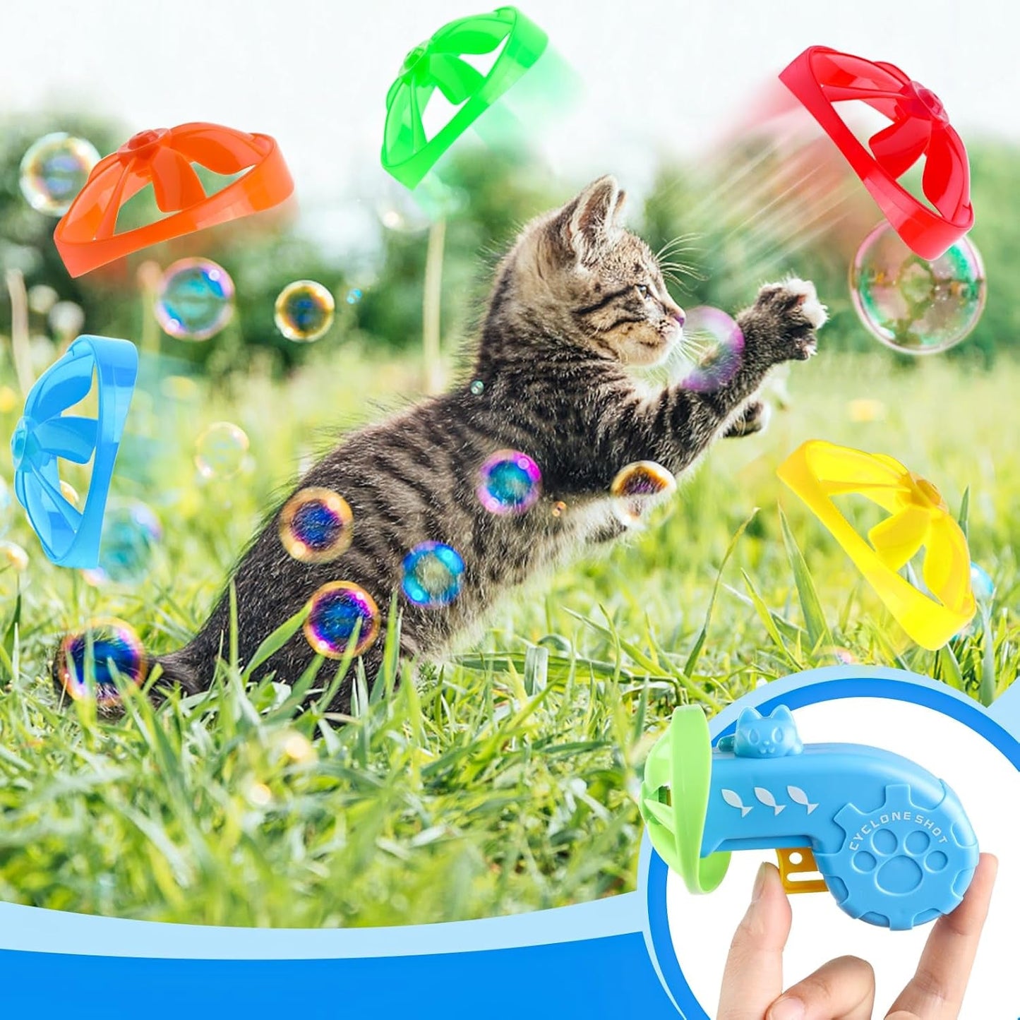 17Pcs Cat Fetch Toy,Cat Palying Tracking Interactive Toys with Flying Propellers for Cat Kitten Indoor and Outdoor Chasing Training Hunting Chasing Supply