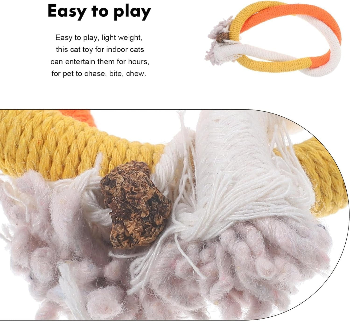 4 Pack Cat Catnip Rope Toys, Interactive Cat Rope Toys with Silvervine Fruit for Cats and Kittens, Cotton Rope Cat Toys for Indoor Cats, Handmade Pet Chew Toys for Teeth Cleaning