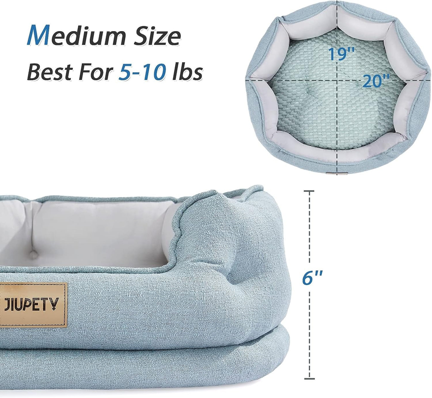 Jiupety Cooling Bed for Indoor Cats with Summer Cooling Mat, round Cozy Small Dog Bed Made of Luxury Fabrics, Keeping Cooling for Kitten and Puppy, M (20"×19"×6"), Green.