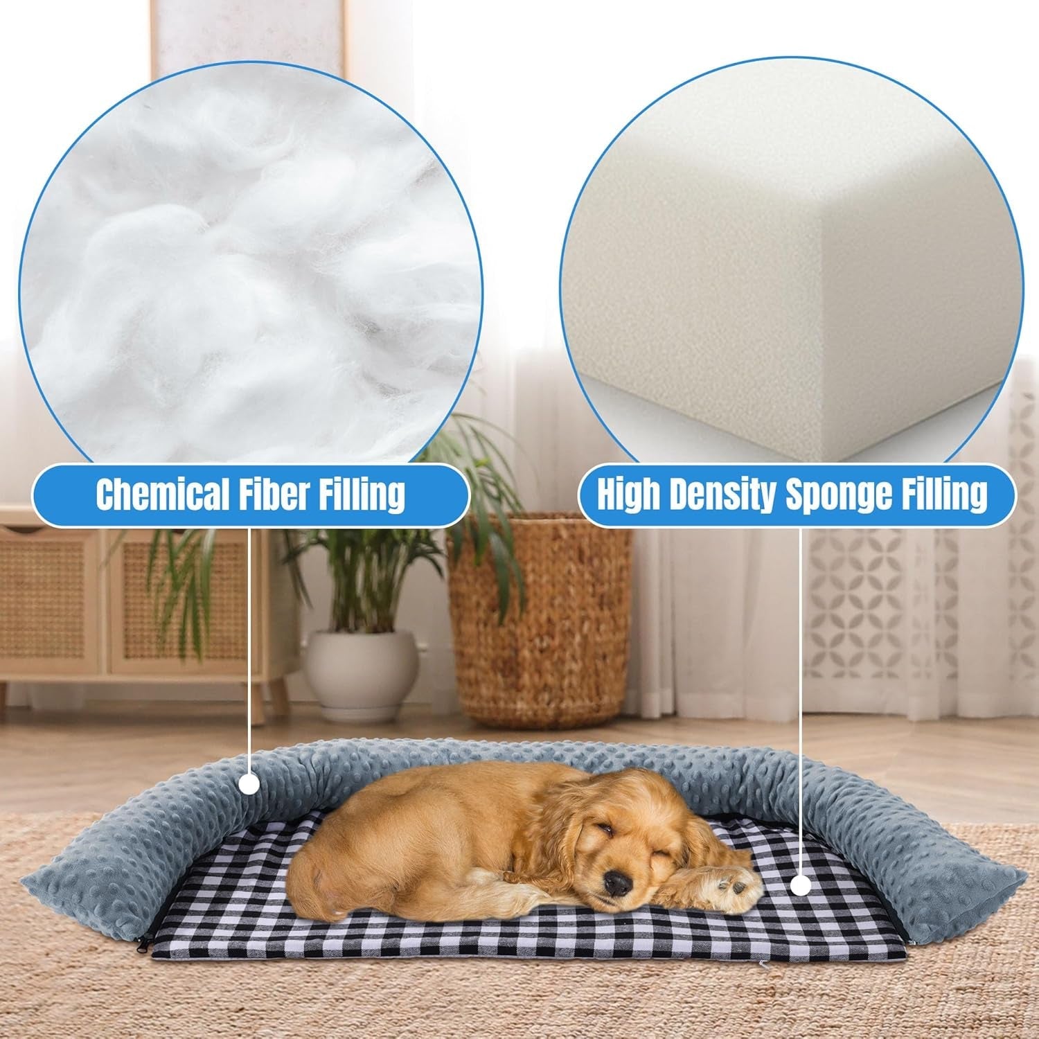 2 in 1 Extra Large Dog Bed Pillow,Dog Neck Pillow with Removable Washable Mat for Large Medium Dogs and Cats,Super Soft Pet Bed for Calming Dog,Sleeping