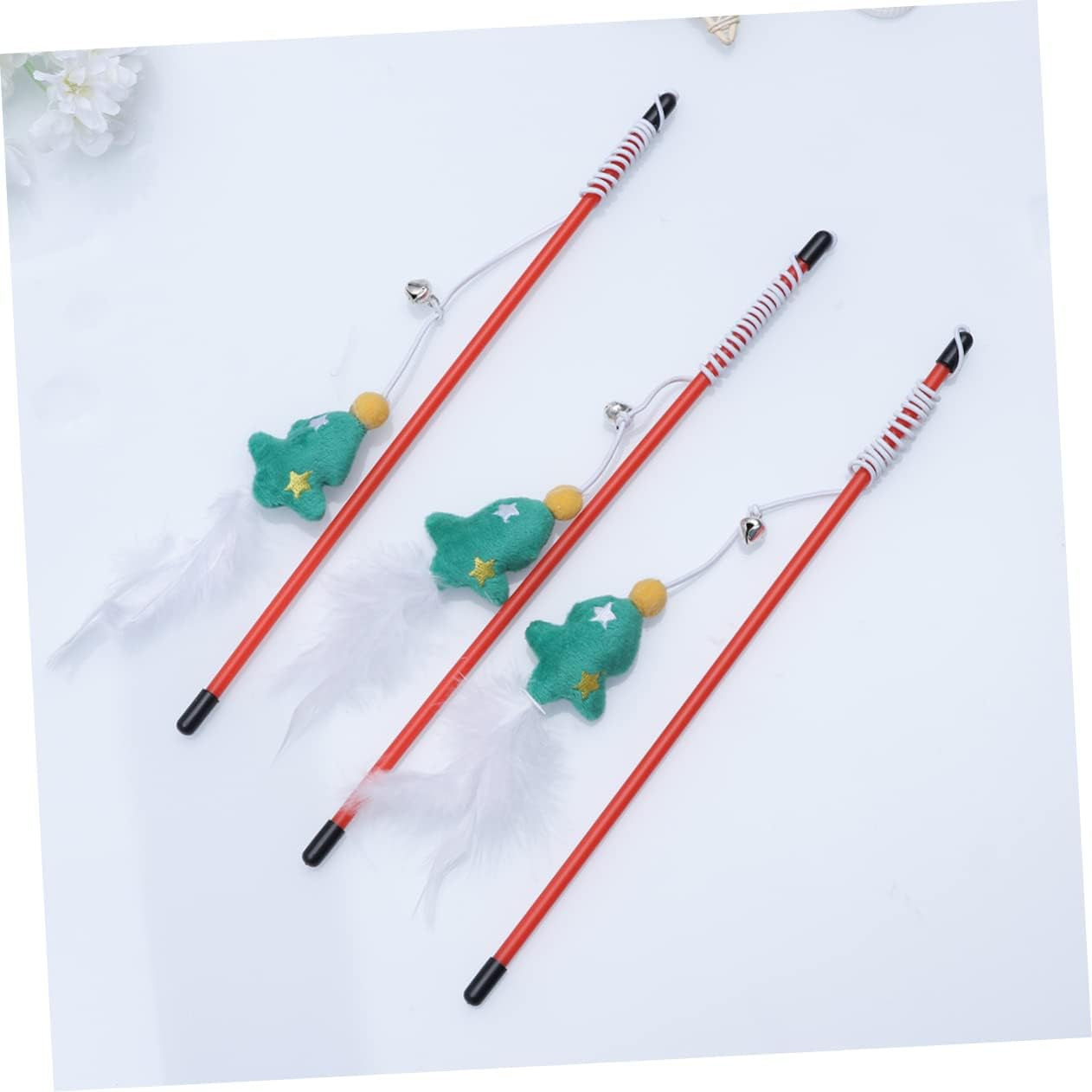 3 Pcs Christmas Cat Wand Toy Cat Toys Dog Interactive Cat Wand Teaser Toys Interactive Cat Teaser Wand Christmas Cat Teaser Toys Pet Teaser Stick Elder Tease Stick the Cat