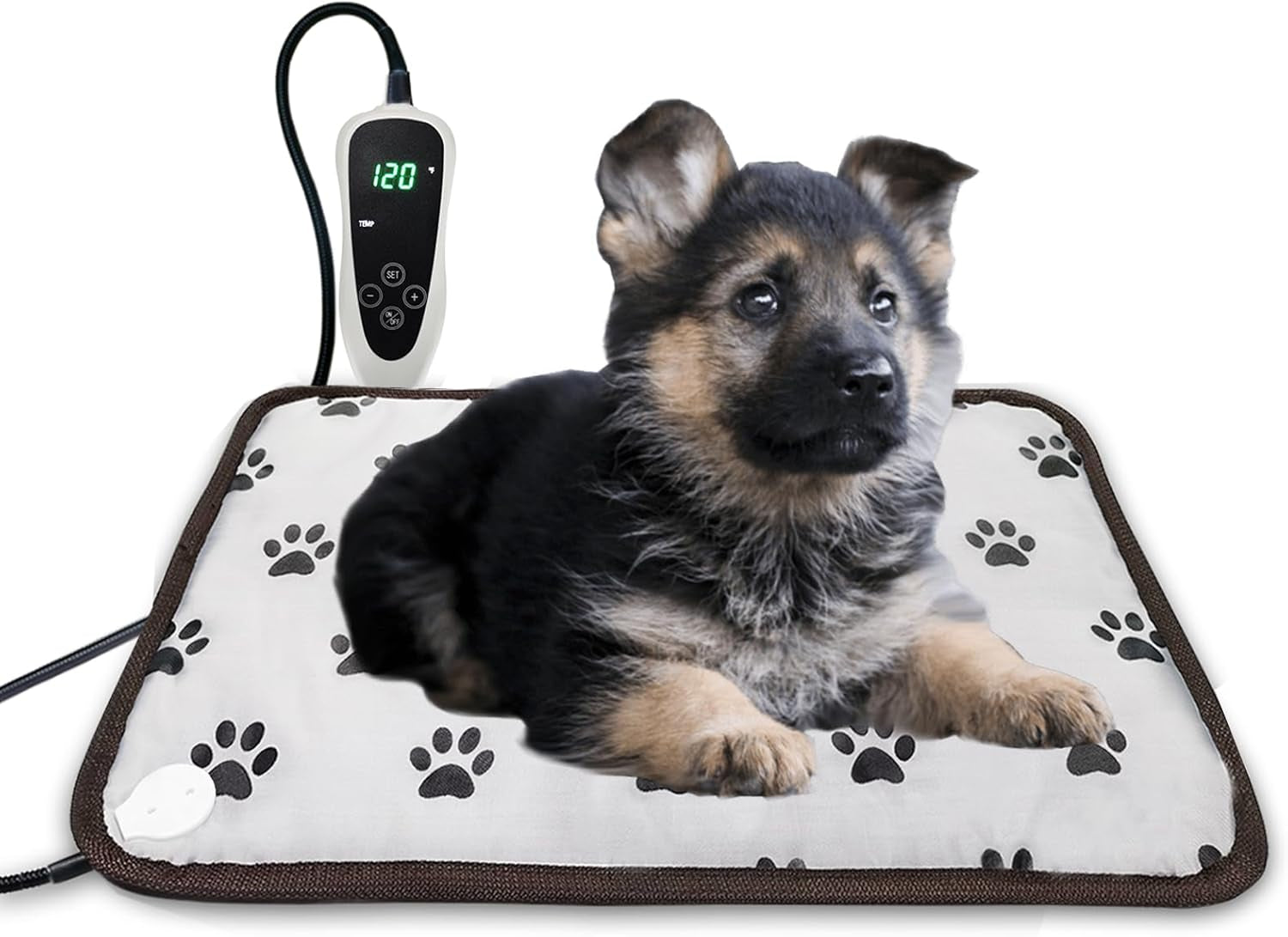 GOLOPET® Large Dog Heating Pad 34X21In Waterproof Pet Heating Pad for Dogs Smart Thermostat Switch, Whelping Supplies Heated Dog Bed,Adding Wire Rope Wires Puppy Heating Pad Mat-Whelping Box for Dogs