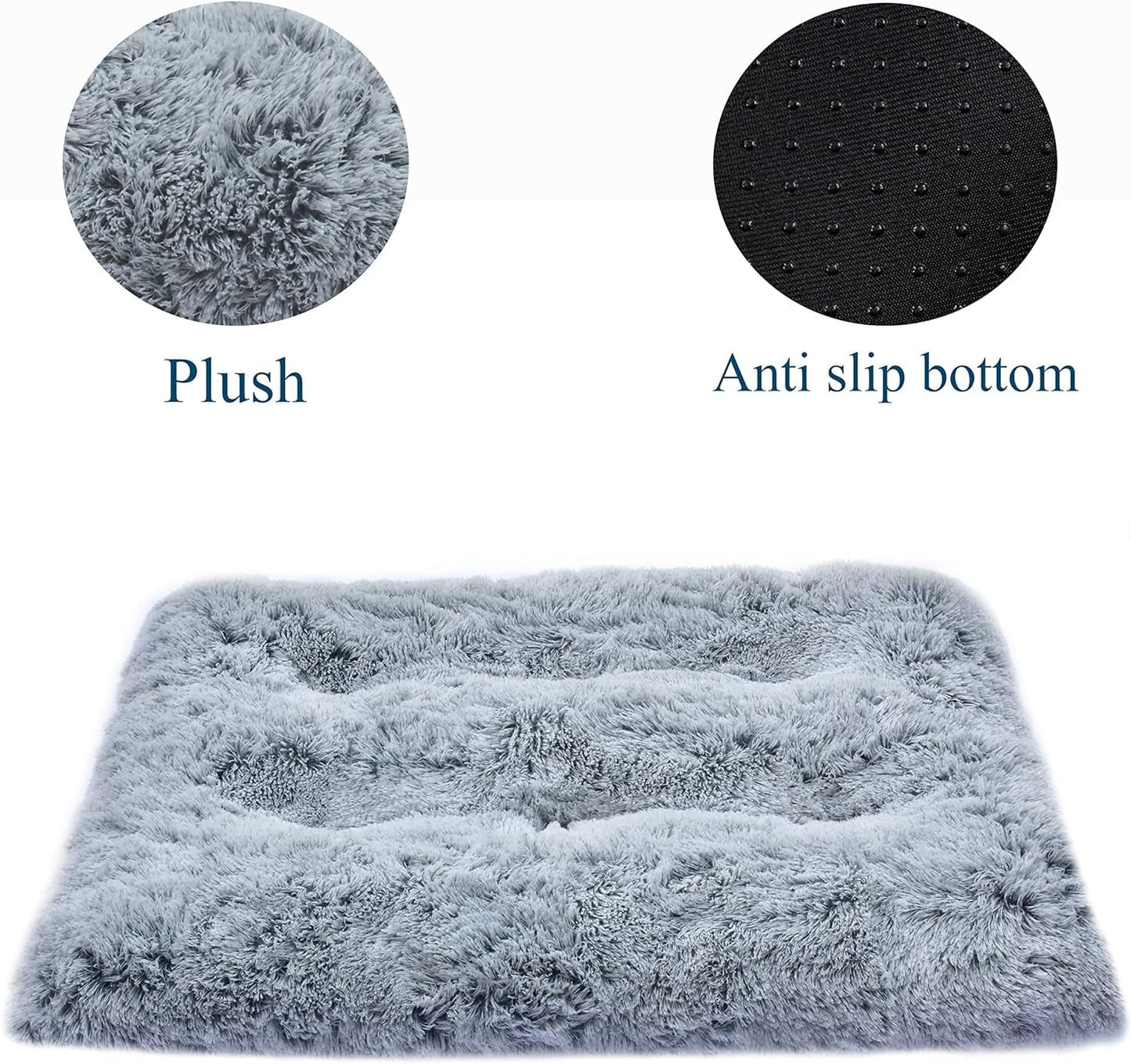 Dog Bed for Medium, Small Dogs Breeds,Soft and Comfortable Dog Bed Mats, Washable Plush Dog Cage Mat,Deluxe Plush Anti-Slip Pet Beds Mats, Fulffy Kennel Pad