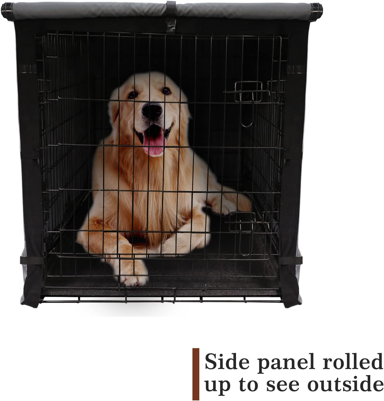 Yotache Dog Crate Cover for 36" Medium Double Door Wire Dog Cage, Lightweight 600D Polyester Indoor/Outdoor Waterproof & Windproof Pet Kennel Covers, Gray | NO Wire Crate