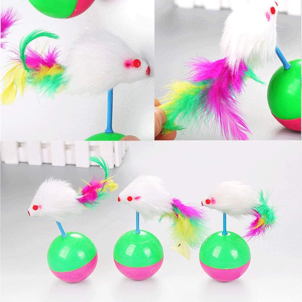 2 Pcs Cat Interactive Toys Ball Funny Interactive Plastic Mice Balance Swing Tumbler Ball for Cat Training Teasing Cat Toys