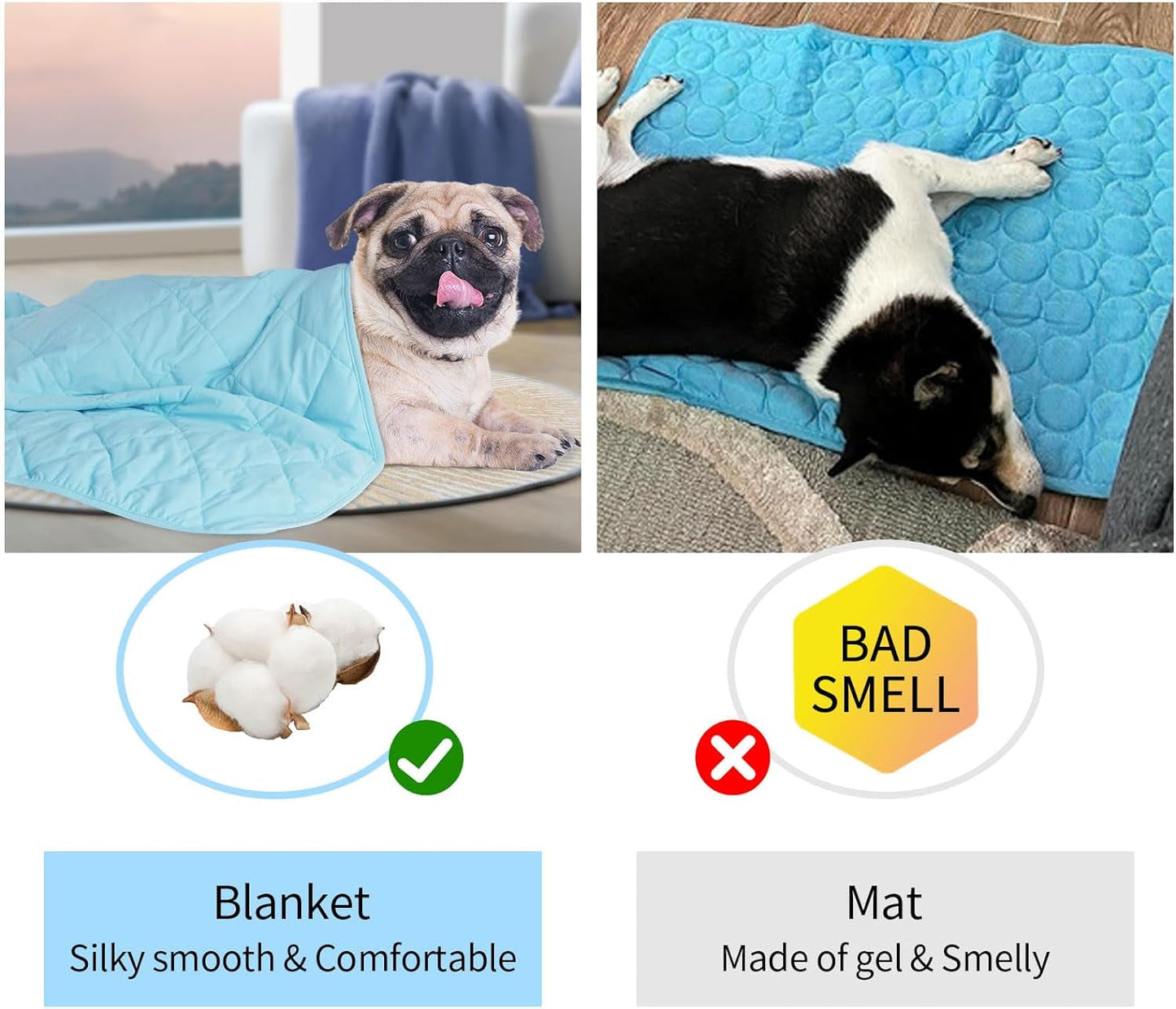 Dog Cooling Blanket - Lightweight & Washable Ice Silk Cotton Bed Blanket for Small Medium Large Dogs, Summer Sofa Pet Bed Cover Cooling Mat for Pets and Owner Sleep (Large 36"× 51")