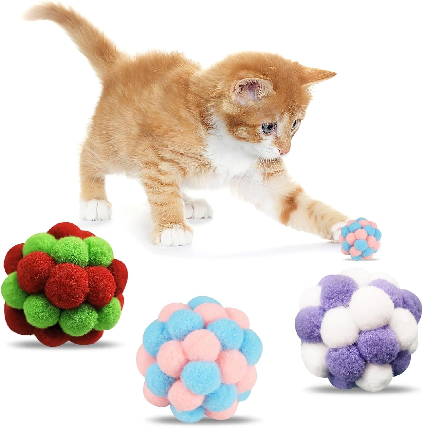 3 Pcs Ball Toy, Edible Cat Ball Double Ball for Cats Toy Rotatable Interactive Cat Kitten Toys of Indoor Cats for Soothe the Mood (W15)