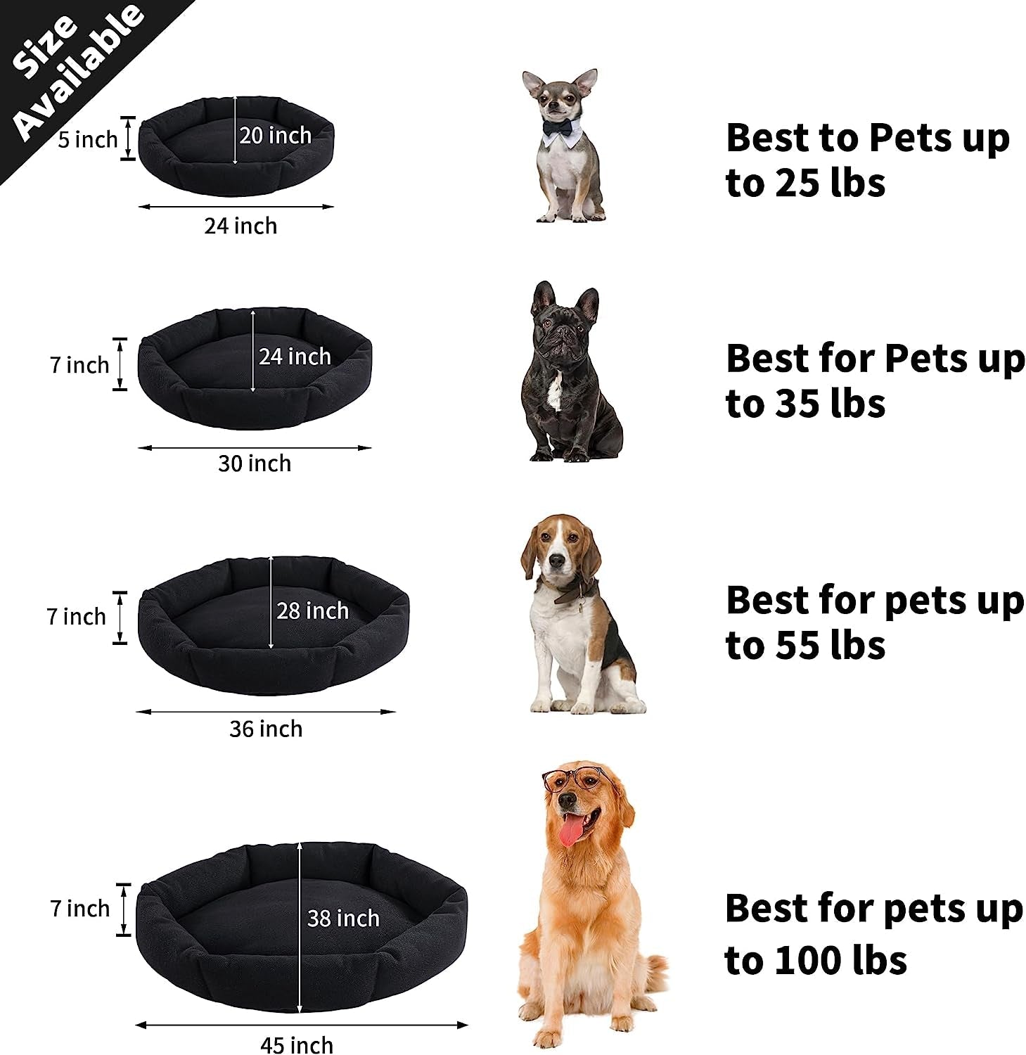 HOMBYS Chew Proof Dog Bed, Indestructible Dog Bed for Aggressive Chewers, round Durable Tough Pet Bed, Black Waterproof Orthopedic Dog Pillow Bed for Small Dog/Cat,20”X24”X5”,Machine Washable