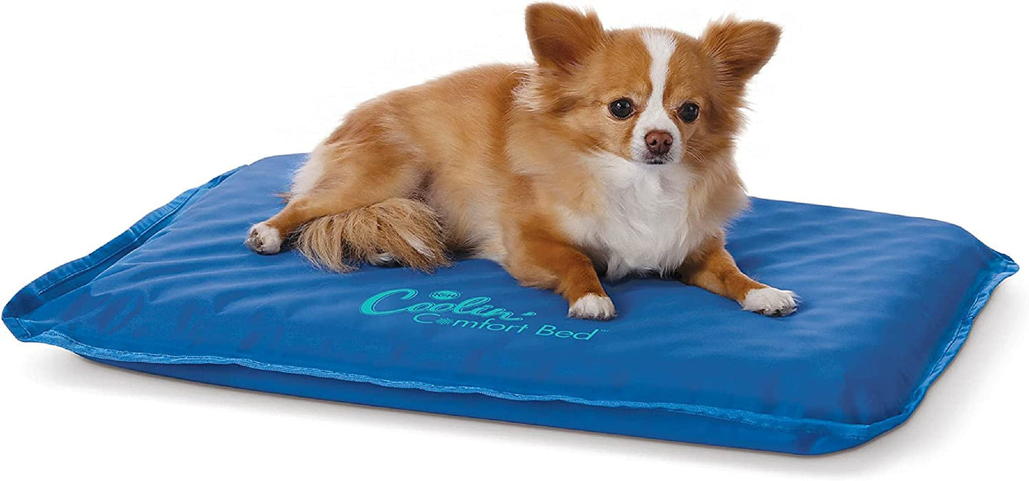 K&H Pet Products Coolin' Comfort Bed Orthopedic Dog Cooling Mat, Cooling Mat for Dogs and Cats, Cooling Dog Bed for Medium Dogs - Blue Medium 22 X 32 Inches