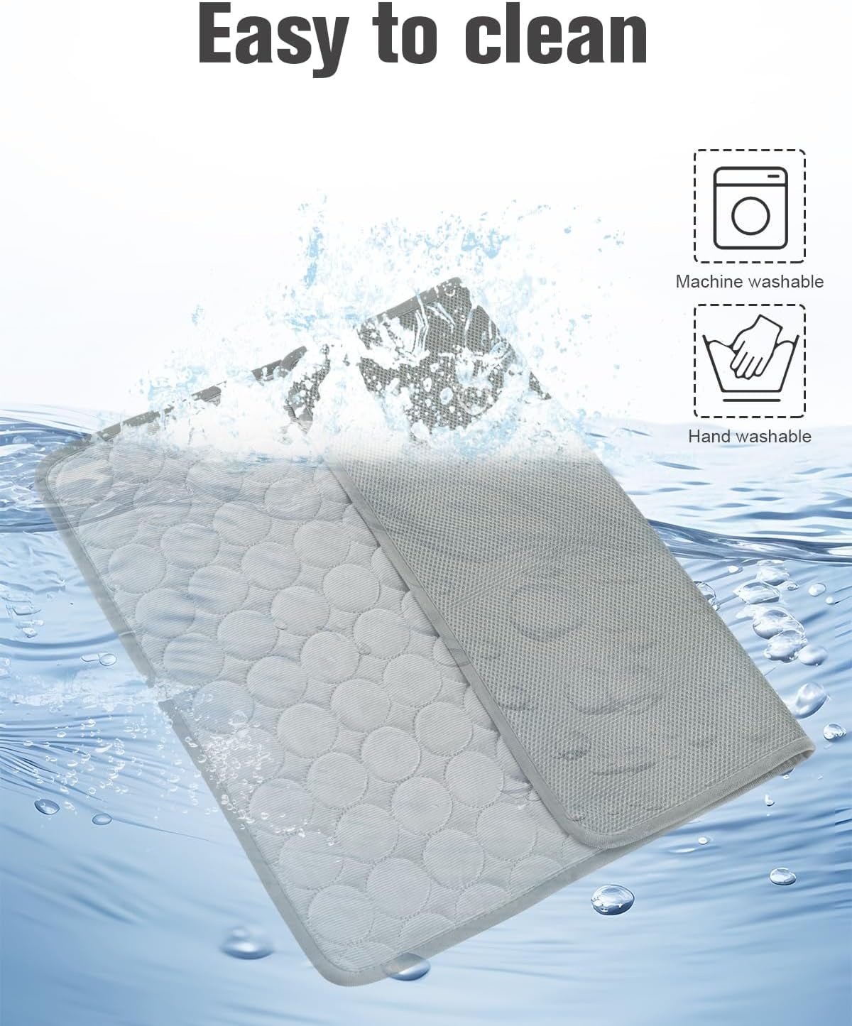 Dog Cooling Mat, Self-Cooling Ice Silk Cooling Mat for Dogs, Washable Portable & No Gel Pet Soft Pad | Grey,S