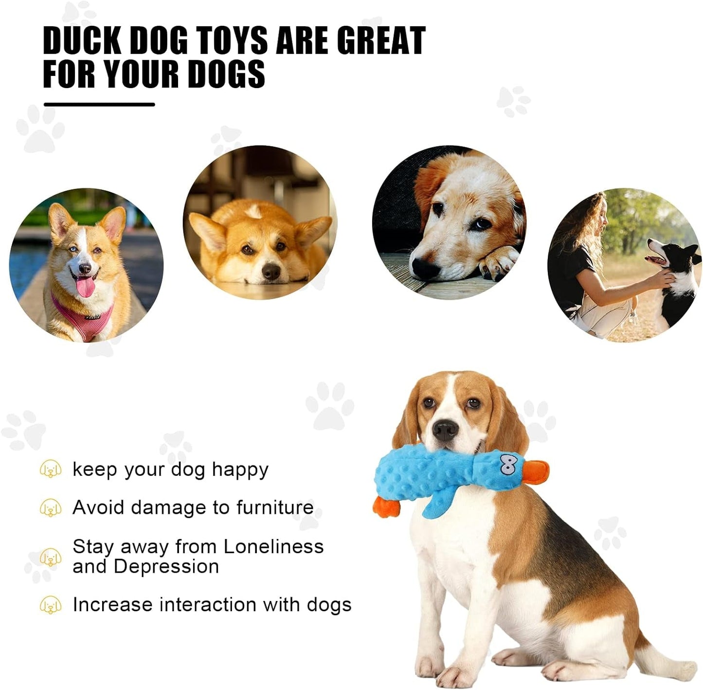 3 Pack Squeaky Dog Toys,Duck Crinkle Plush Dog Toys for Aggressive Chewers,Durable Interactive Dog Toys for Puppy Small, Medium and Large Dogs Teething/Entertaining/Reduce Boredom