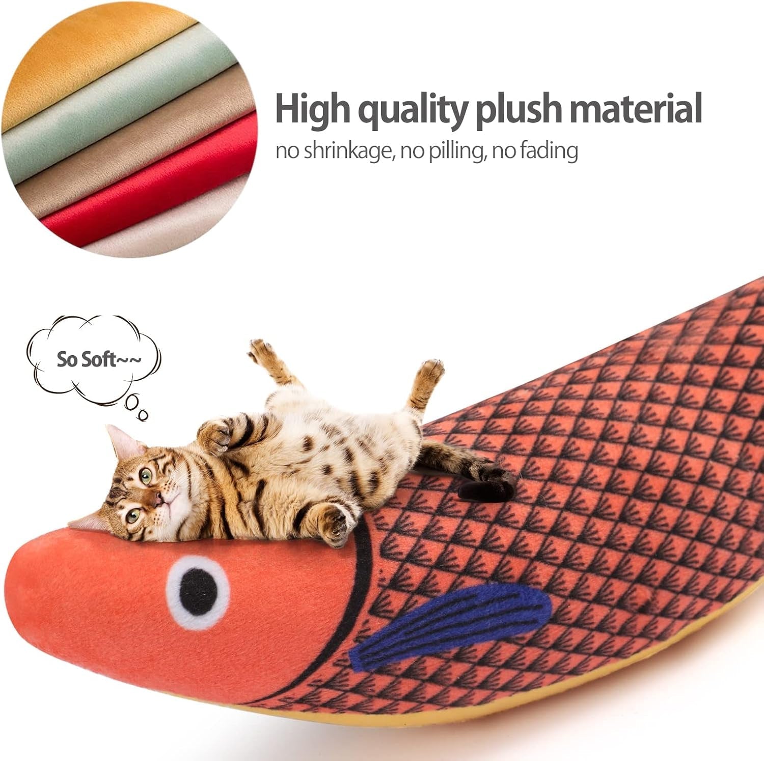 3 PCS Cat Toys Kitten Toys Assortments, Cat Toys Fish with Catnip, Cat Nip Toys, Cat Chew Plush Toys, Interactive Kitten Cat Toys Indoor Cats. Plush Cartoon Kitten Teething Interactive Toy 9.5"