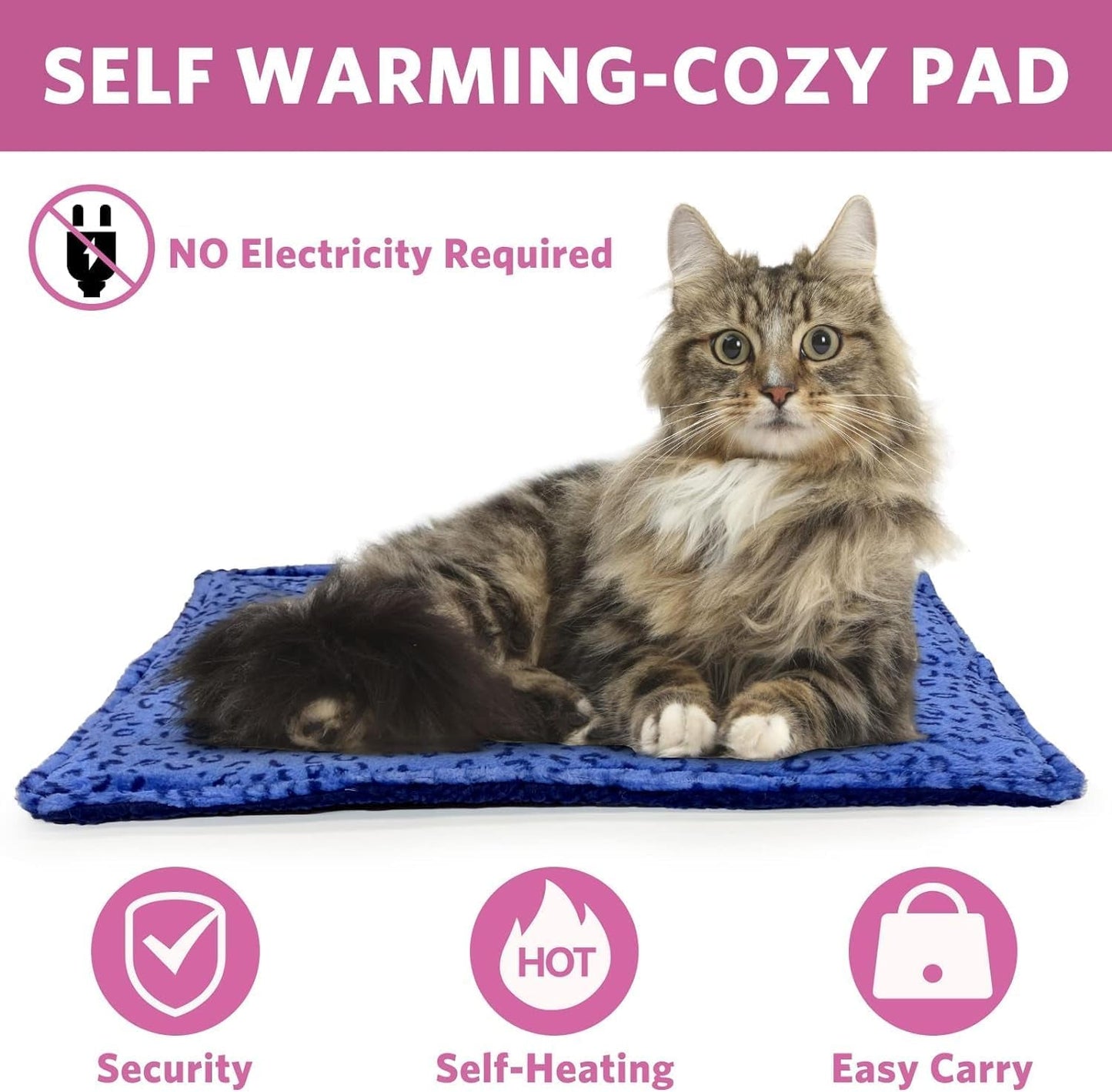 MARUNDA Self Warming Cat Bed,Super Soft Dog Bed Crate Bed Blanket, Self Heating Cat Pad, Thermal Cat and Dog Warming Bed Mat.