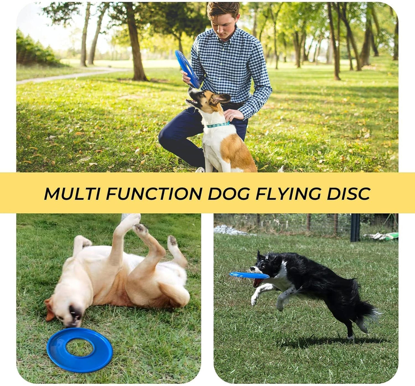 2 Packs Dog Toy Flying Disc, Pet Training Rubber Flying Toy Golf Saucer Fetch, Floating Water Dog Toy for Small, Medium, or Large Dogs Outdoor Flight, Blue