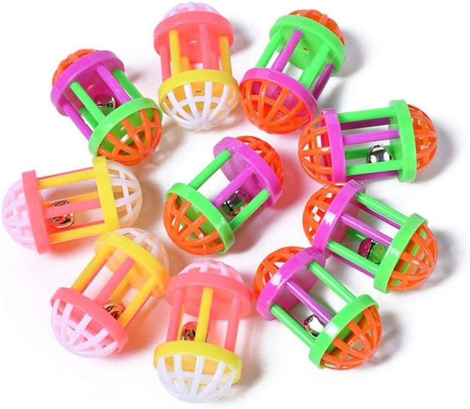 10 Pack Pet Toy Bell Six-Column Grid Bell Cat Toy Pet Cat Toy Bell Ball Plastic Ball Parrot Parrot Rabbit Cat Dog Toy Ball Color Bird Bell Ball (Size : 7.54Cm)