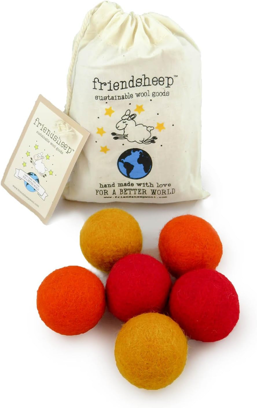 Friendsheep Eco Wool Pet Toy Ball - Cat, Ferret, Small Dog - Fair Trade, Handmade in Nepal, Eco-Friendly - 100% Wool, 6-Pack (Balls X6, Rainbow Land)