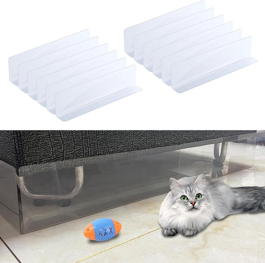 12 Pack under Couch Blocker for Pets,4.7" High Bed Dogs and Cats Barrier Blockers Acrylic Plastic Adjustable Clear Toy Blocker for Puppy Kitten Couch Sofa Bed and Other Furniture