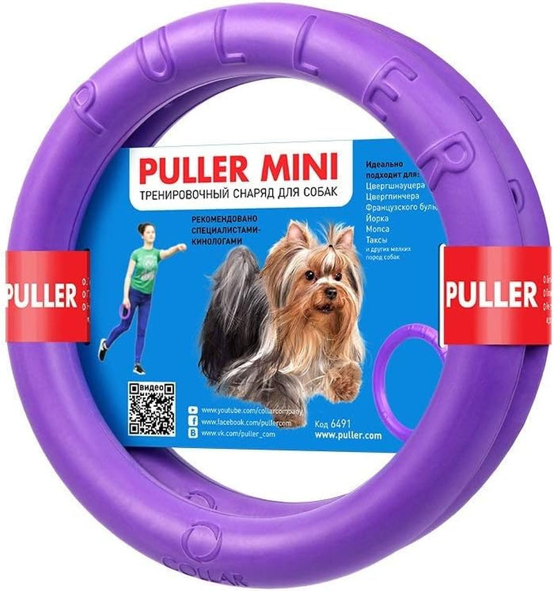 2 Puller Mini Interactive Dog Toy 7.5" Rings, Purple, for Small Breed Dogs