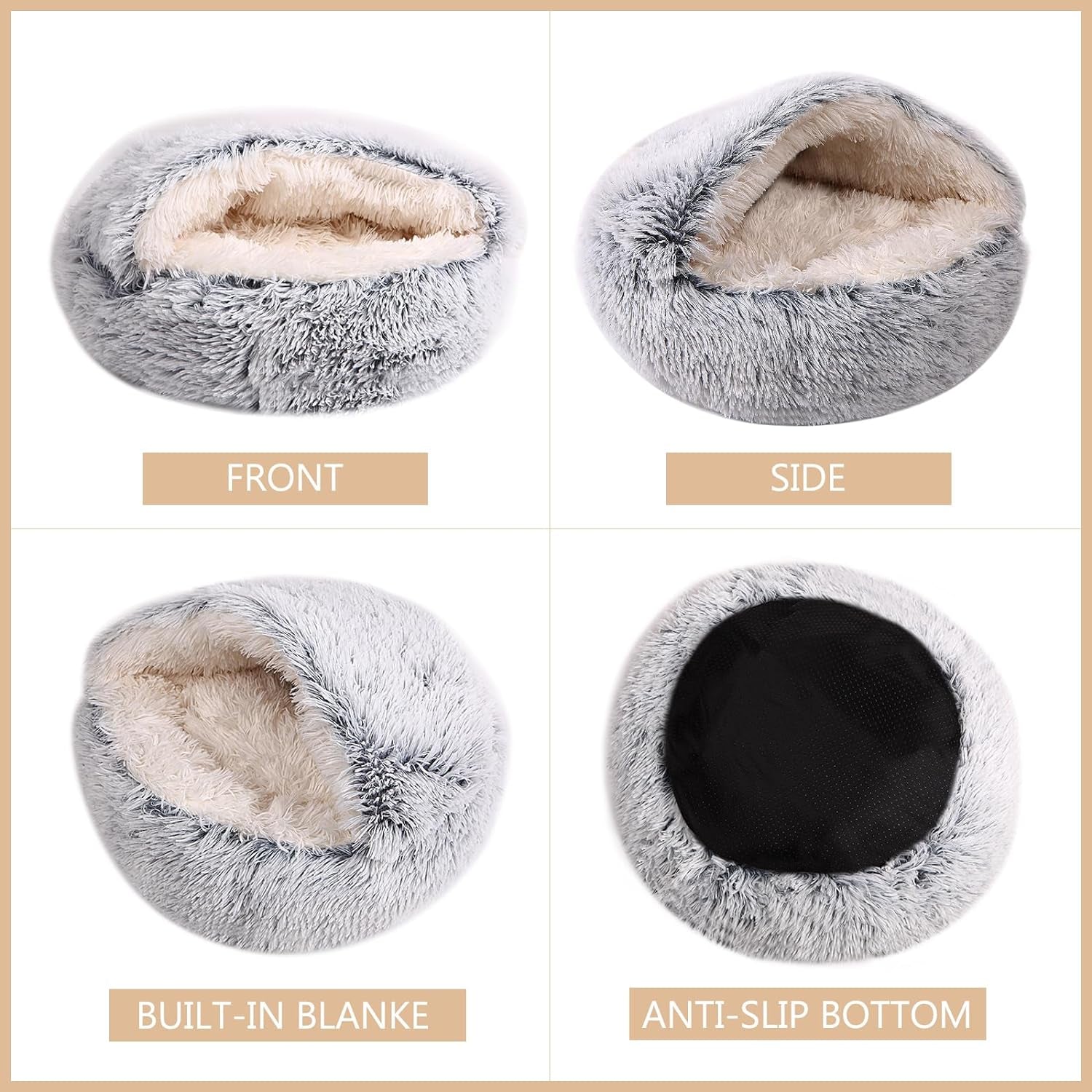 Cozy Dog Bed Cat Bed with Cover Cave for Small Dogs,Hooded Plush Cat Cave for Indoor Cats