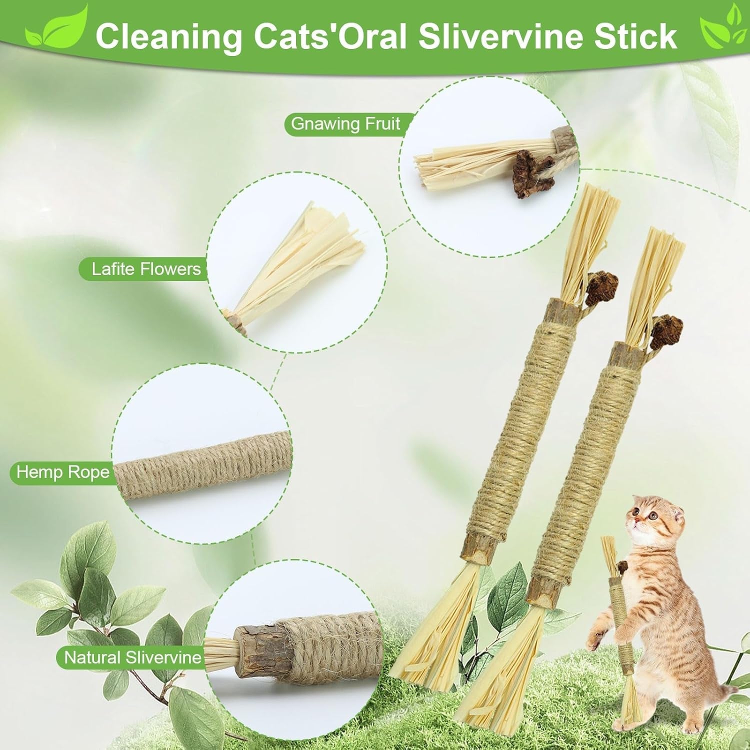 12Pcs Catnip Chew Toys Set for Cats, Natural Silvervine Dental Sticks for Cats, Kitten Toy for Indoor Cats Interactive Increase Appetite Relief Cats Stress