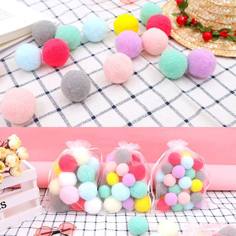 25PCS Cat Pom Pom Balls Cat Toys for Indoor Cats Balls Pompom Soft Balls Cat Interactive Ball 2 Sizes