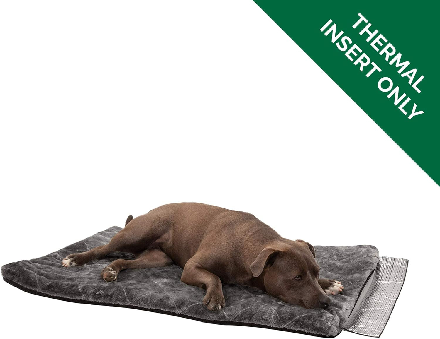 Furhaven Self-Warming Mat for Dogs Beds & Blankets, Electricity-Free & Reflects Body Heat - Thermapup Reflective Thermal Insert - Silver, Large