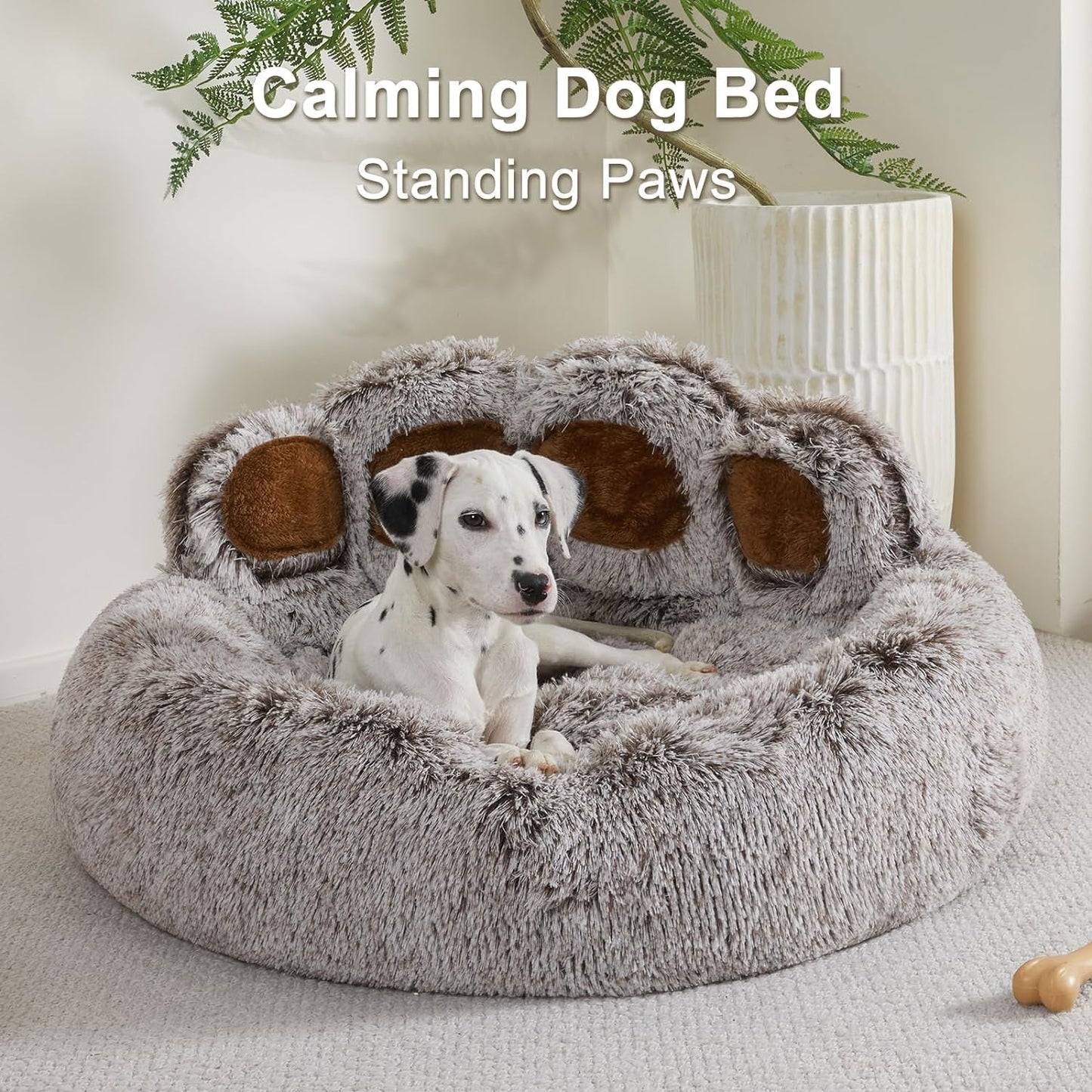 Jiupety Dog Bed with Standing Paws | Upgraded Soothing Paw Dog Bed | Cozy Comfy Dog Bed | Creative Dog Donut Bed with Bear Paws | Gray XL 32”X32”X10” | Pet Paw Dog Bed for Medium Dogs