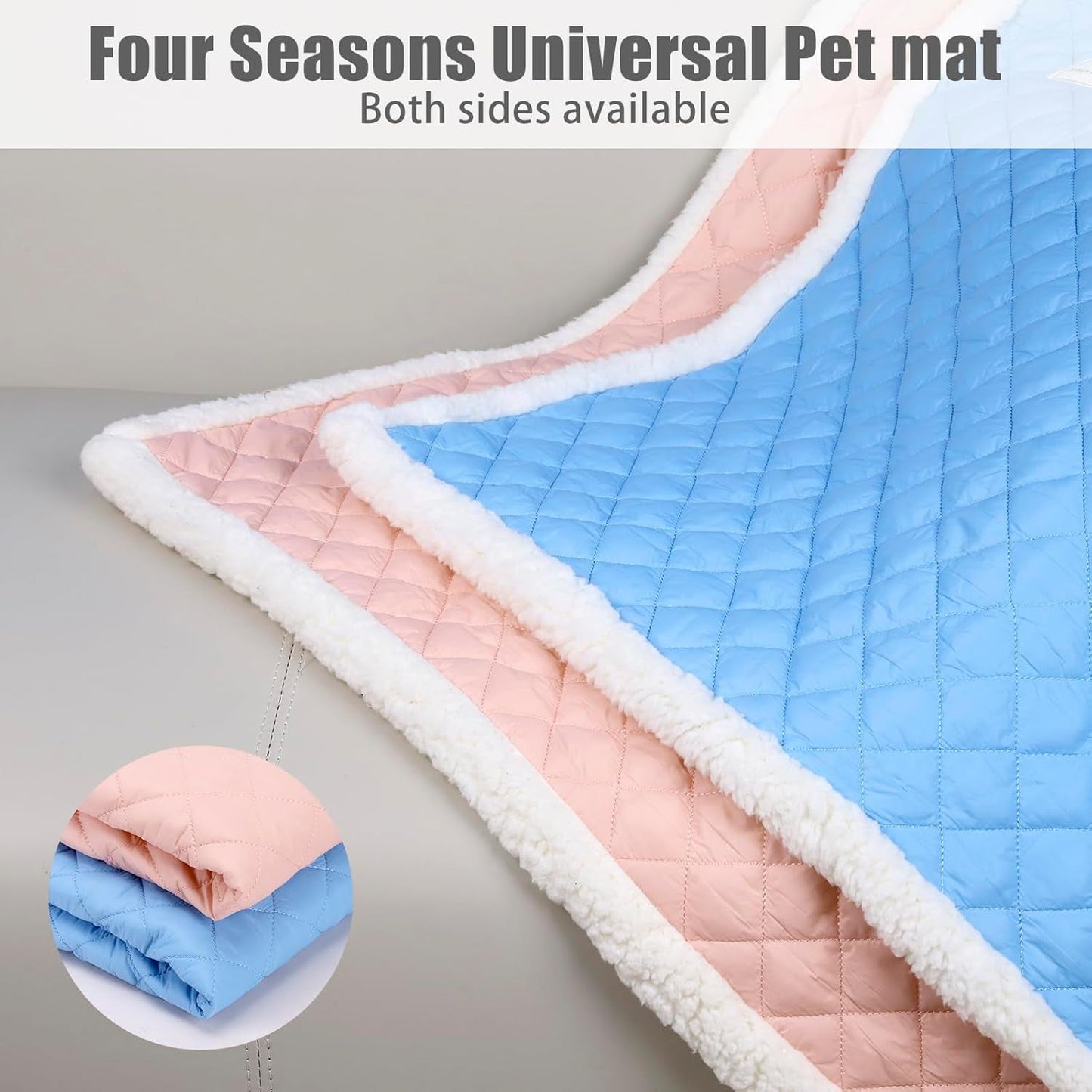 Dog Blanket for Floor Dog Dog Mat Dog Bed Mat for Floor Dog Bed Cooling Mat Warming Mat Ultra Soft Pet Bed Reversible (Cool & Warm) Dog Bed Pad with Machine Washable Pink (M)