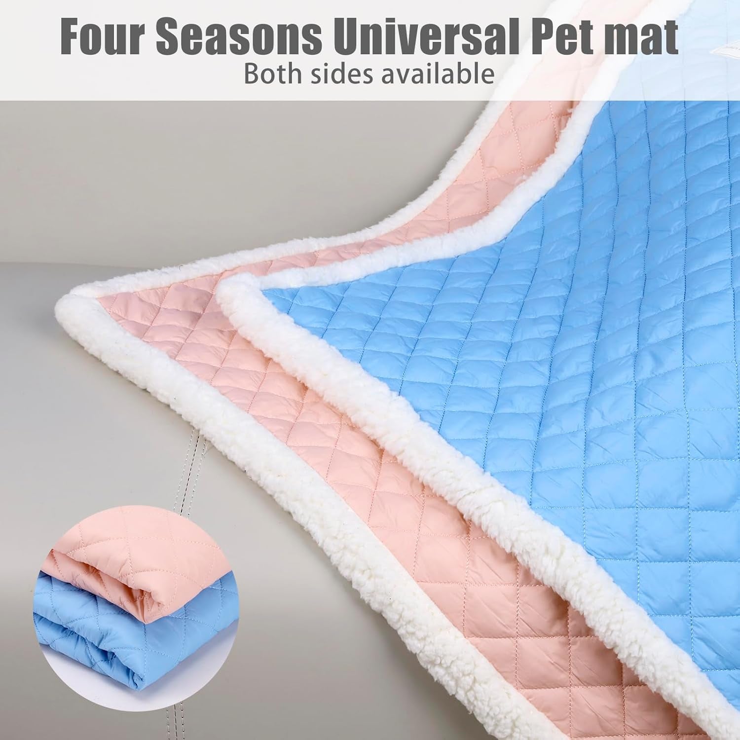 Dog Blanket for Floor Dog Dog Mat Dog Bed Mat for Floor Dog Bed Cooling Mat Warming Mat Ultra Soft Pet Bed Reversible (Cool & Warm) Dog Bed Pad with Machine Washable Pink (M)