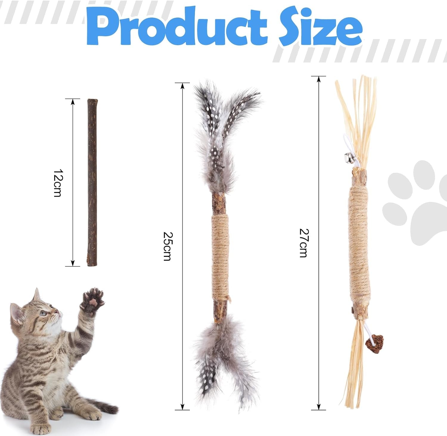 34 Pack Cat Chew Stick, Silvervine Stick Cat Toys, Catnip Chew Toys, Gnawing Teeth Cleaning Wooden Stick Toy Matatabi Stick for Indoor Cats,Increase Appetite, Calm Cat Anxiety