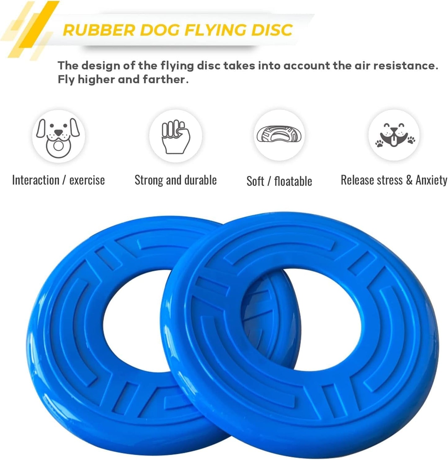 2 Packs Dog Toy Flying Disc, Pet Training Rubber Flying Toy Golf Saucer Fetch, Floating Water Dog Toy for Small, Medium, or Large Dogs Outdoor Flight, Blue