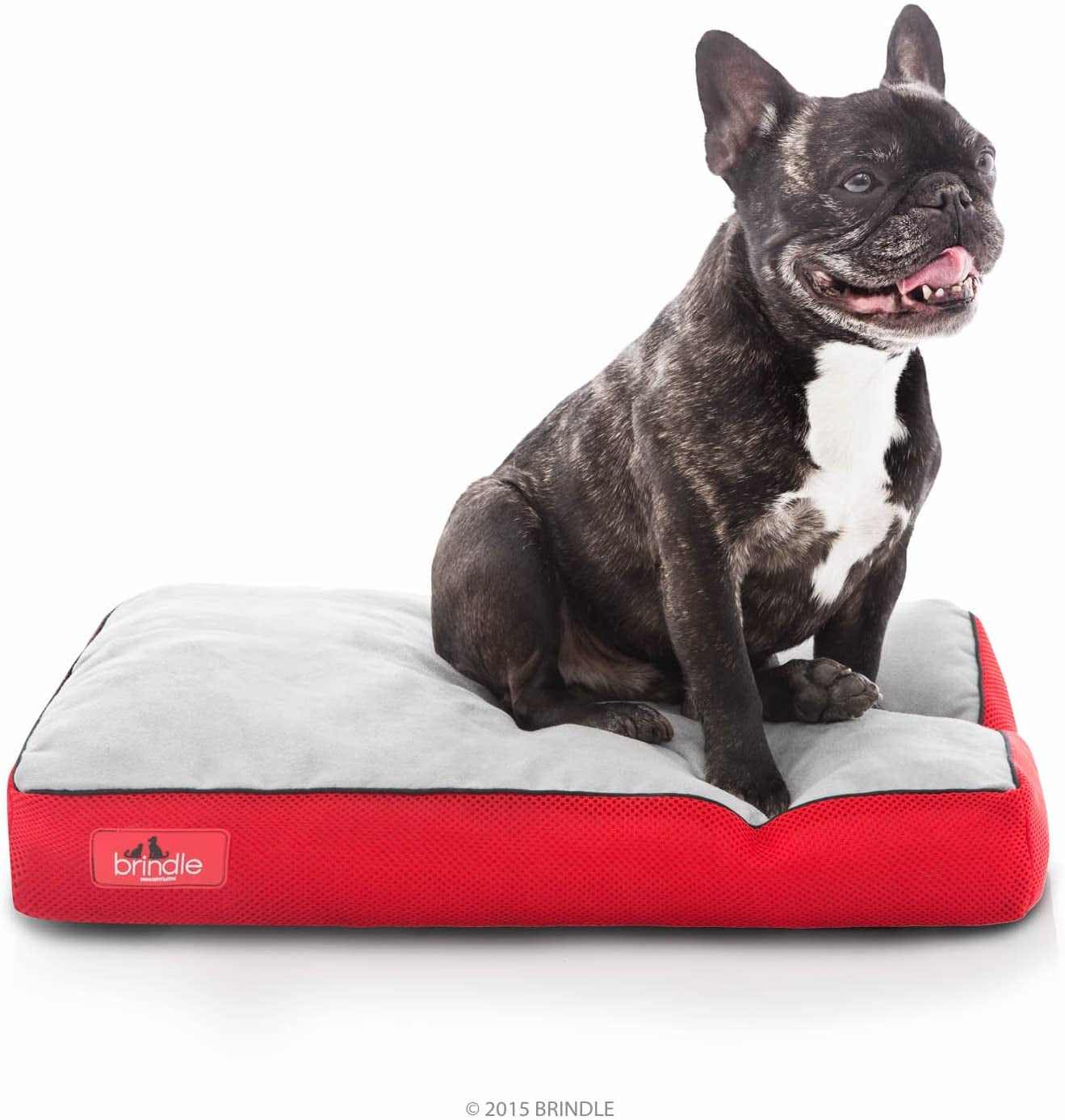 Brindle Shredded Memory Foam Dog Bed with Removable Washable Cover-Plush Orthopedic Pet Bed - 17 X 11 Inches - Red