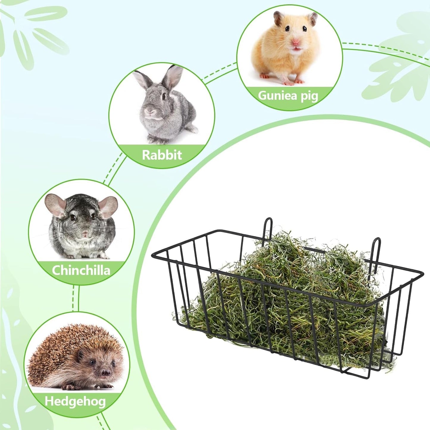 YASUOA Rabbit Hay Feeder with Hooks, Heavy-Duty Metal Hay Holder, Small Pet Hay Feeder, Ideal Feeding Supplies for Rabbits （4Packs）