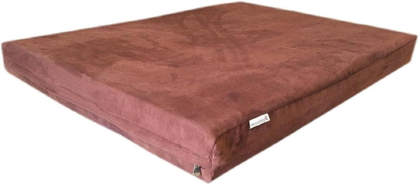 37''X27''X4'' Chocolate Brown Microsuede Fabric Replacement 100% Washable Luxury Comfort Dog Bed Zippered Duvet Gusset Cover Resistant anti Slip - Cover Case Only