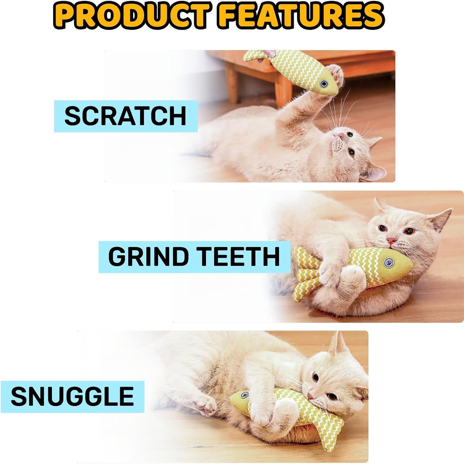 3Pcs Catnip Cat Toys Cute Catmint Kitten Toy Interactive Cartoon Crinkle Sound Toy Accessories for Indoor Cats Small Dogs