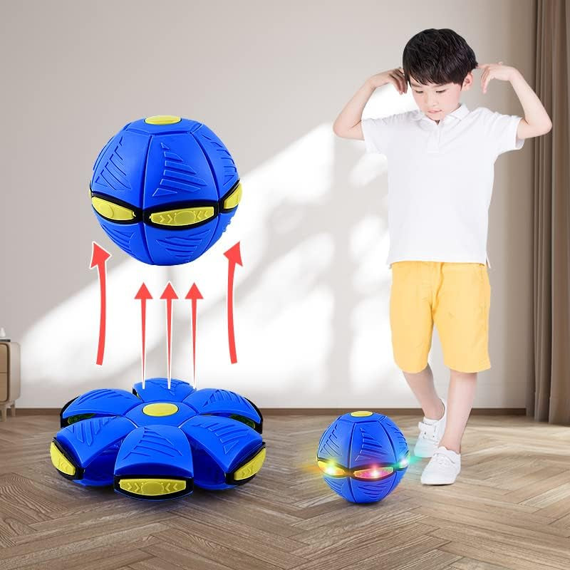 2023 New Pet Toy Flying Saucer Ball,Strange Magic Flying Saucer Ball Flying Saucer Dog Toy,Light-Emitting Venting Stomp Ball for Dogs Adult Cats (No Lights, Blue)