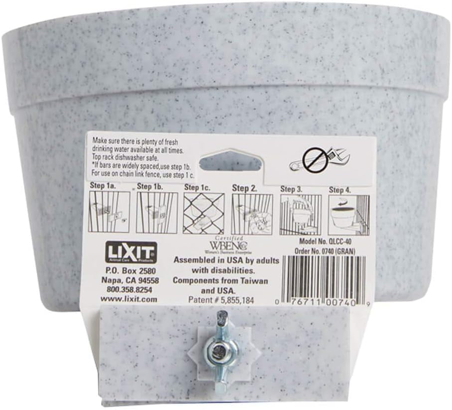 Lixit Quick Lock Removable Dog Kennel Bowls for Wire and Soft Sided Crates (40Oz Wire Crate, Granite)