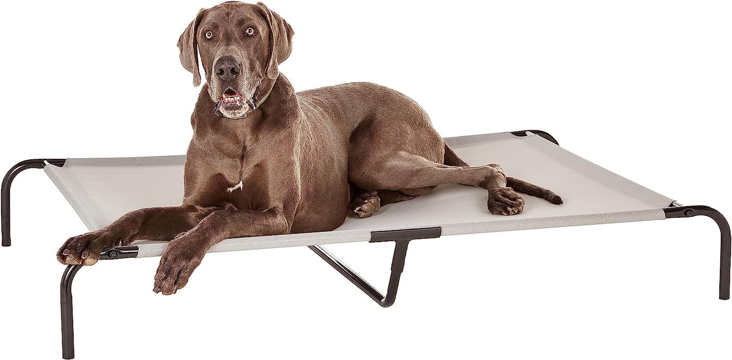 Amazon Basics Cooling Elevated Dog Bed with Metal Frame, Medium, 43 X 26 X 7.5 Inch, Grey