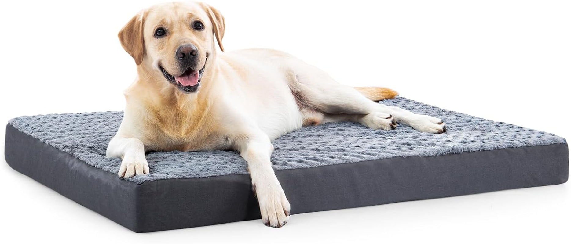 JOEJOY Orthopedic Dog Bed for Extra Large Medium Dogs, Big Egg-Crate Foam Dog Bed with Removable Waterproof Cover, Soft Rose Plush Pet Bed Mat with Non-Slip Bottom, Machine Washable (36"X27"X3")