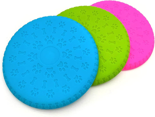 3 Pack Soft Rubber Dog Flying Discs for Small Medium Large Dogs (Small)