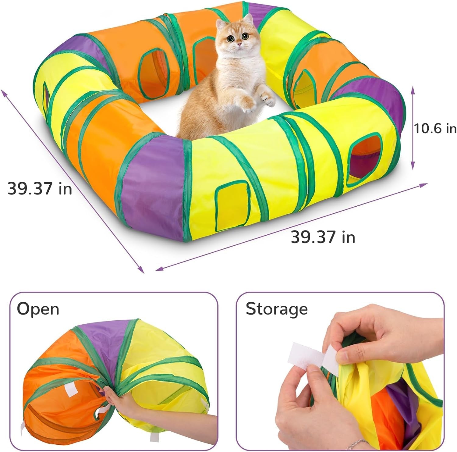 25 Pcs Cat Toys Set,Kitten Toys for Indoor Cats,Collapsible Cat Tunnel Tubes Interactive Feather Teaser Wand Toy for Kitten Cats Springs Mouse Crinkle Toys Rainbow Football Cat Ball with Bell Toy