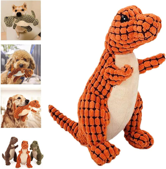 2023 Newest Indestructible Robust Dino, Squeaky Aggressive Chewers Dog Toys, Interactive Dinosau Stuffed Plush Dog Toys, Relieve Boredom Soft Dog Toys for Small Medium Large Breeds (A-Orange)