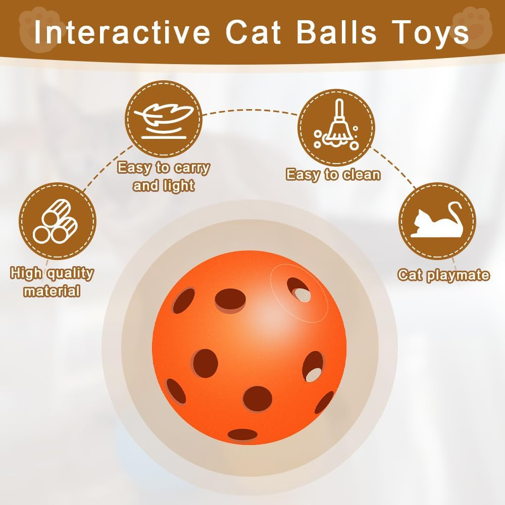 12PCS Cat Ball Toy, Plastic Cat Balls Kitten Toys Cat Toy Ball for Indoor Cats Playing Chasing Toy, Cat Toy Balls Interactive Cat Toy Mixed Colors (42Mm)