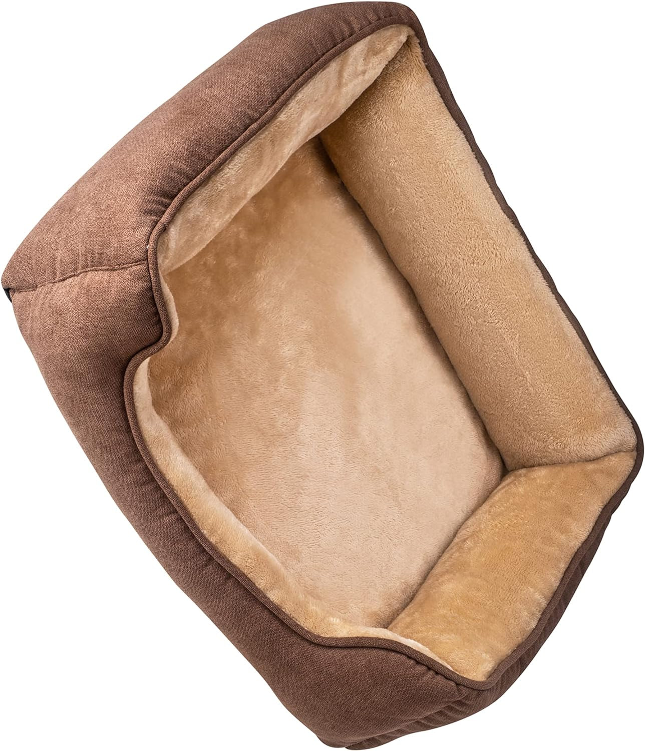 Long Rich Rectangle Bolster Pet Bed, Dog Bed Medium Size Brown Color