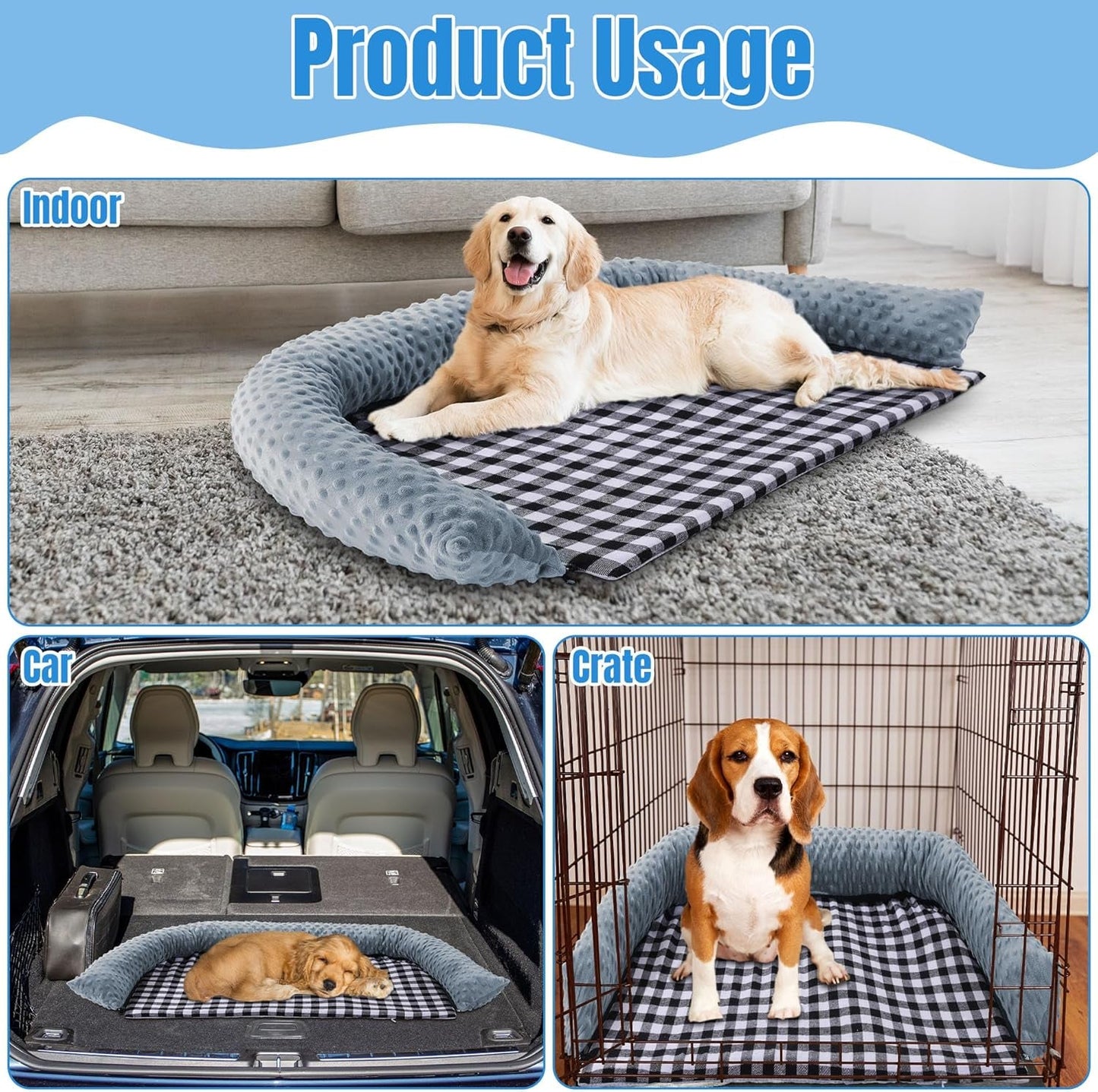 2 in 1 Extra Large Dog Bed Pillow,Dog Neck Pillow with Removable Washable Mat for Large Medium Dogs and Cats,Super Soft Pet Bed for Calming Dog,Sleeping