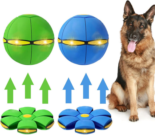 2PCS Dog Flying Disc Toy, Pet Toy Flying Saucer Ball with 3 Light for Dogs, Flying Saucer Ball Dog Toy Outdoor Toy Doggy Disc Ball, Outdoor Games