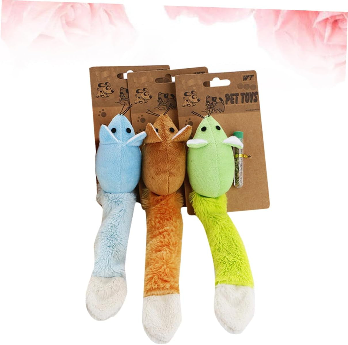 3Pcs Interactive for Cats Long Tail Cat Teaser Scrump Plush Themberchaud Plush Cat Plush Plush Mouse for Cat Vocalize Cat Mouse