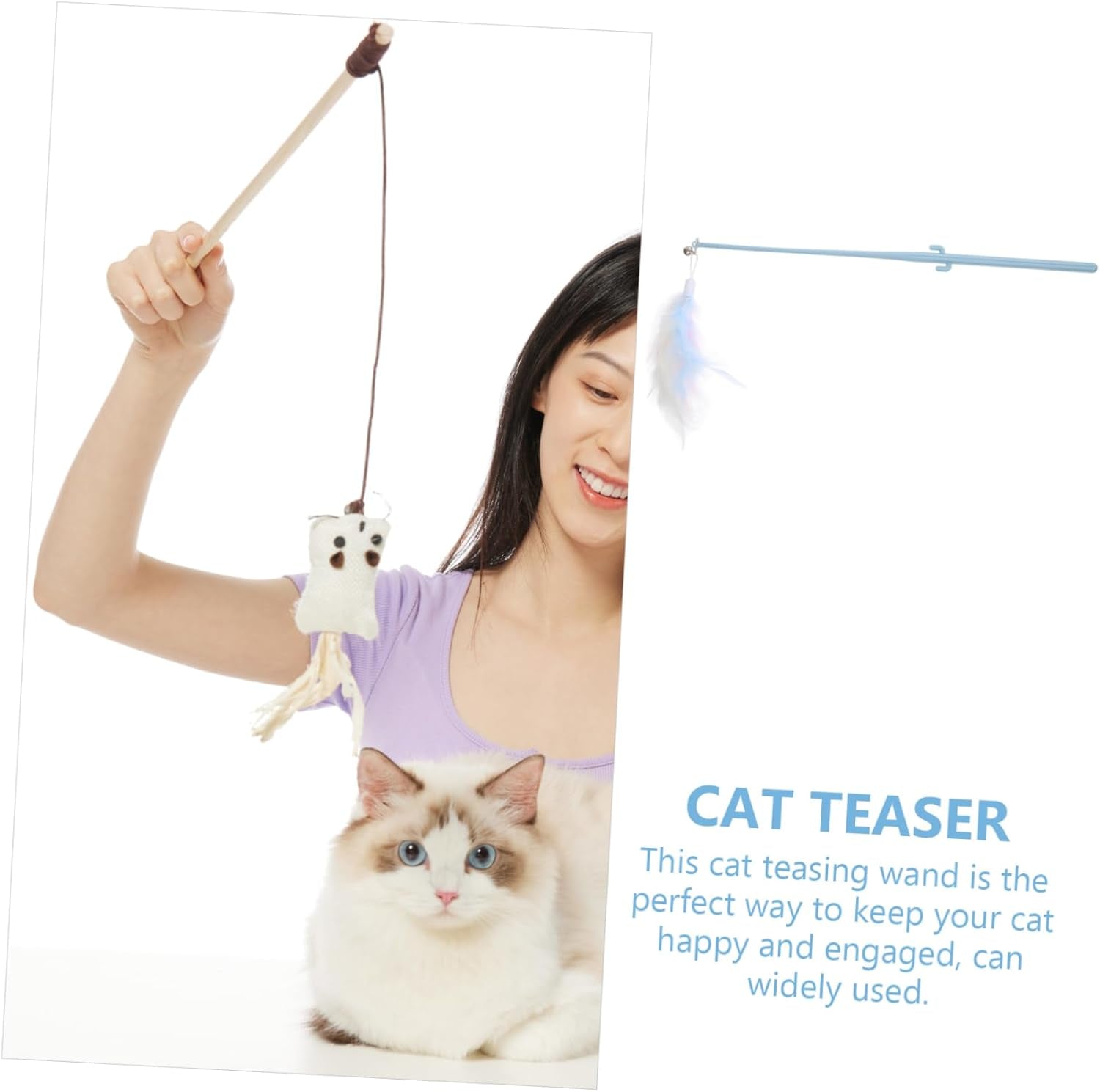 3Pcs Cat Teaser Kitten Toys Cat Stick Toy Cat Supplies Interactive Teasing Sticks Playthings for Cats Cat Toys for Kittens Toy for Cats Cat Wand Tease Stick Cactus