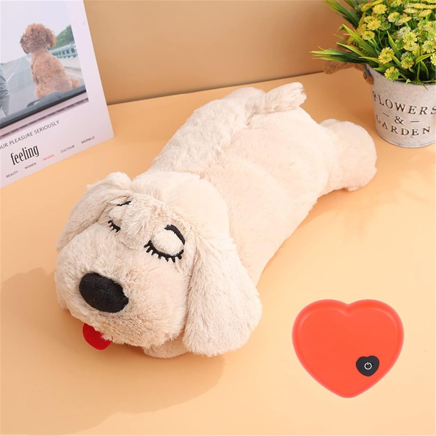 3T Group Heartbeat Dog Toy for Puppy Dog Toys with Heartbeat for Puppies Heartbeat Puppy Toy for Crate Calming Toys Stuffed Animal with Heartbeat Dog Pillow Toys Sleep Aid Toy (Yellow)