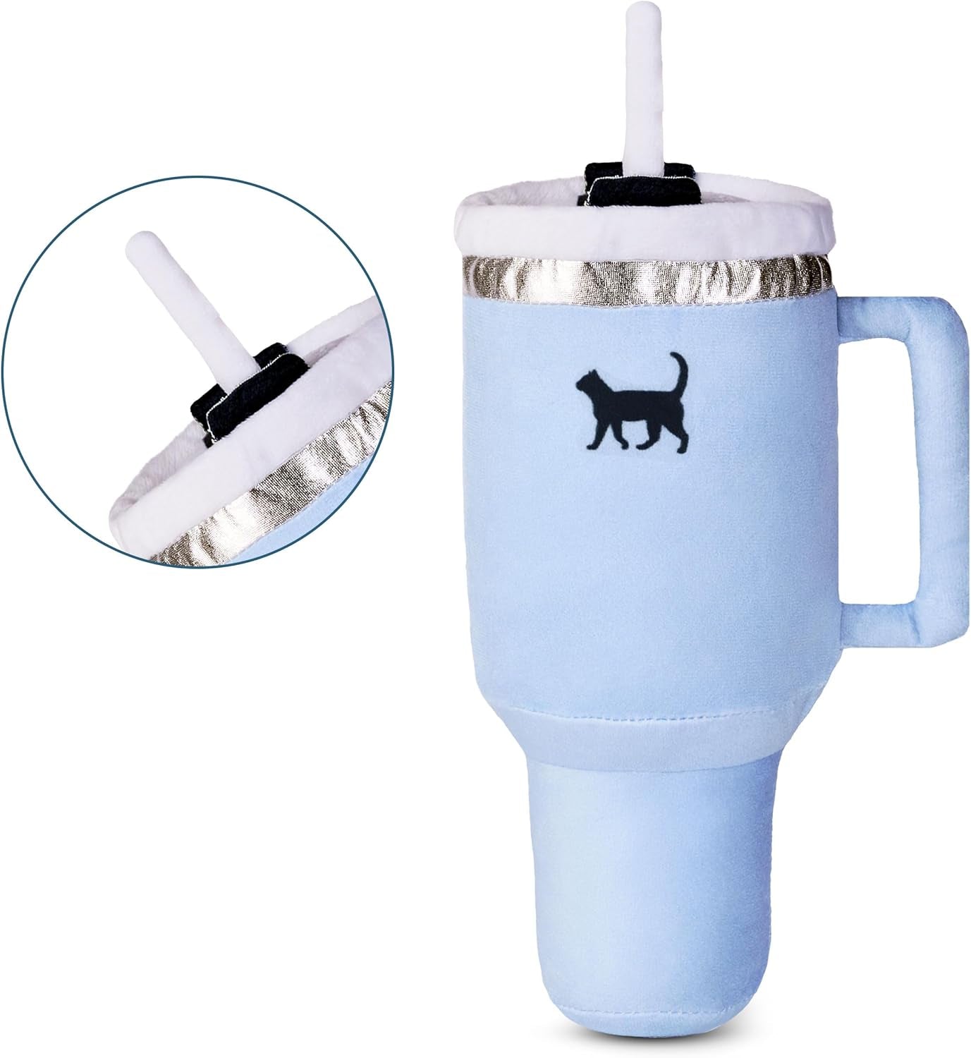 Kitty Kollection | Plush Kitty Cup Tumbler Catnip Toy with Crinkle Paper – Trendy, Cute, Funny Parody Cat Toy (Chambray Blue)